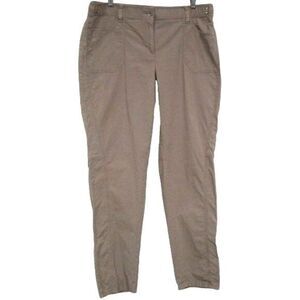 Chico's Straight Leg Cotton Stretch Casual Pants Cocoa Side Tabs Comfy Sz 2 ML